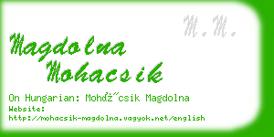 magdolna mohacsik business card